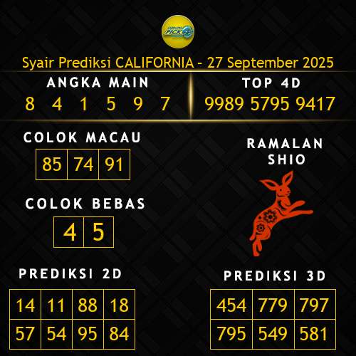 Prediksi California Hari Ini 27-september-2025