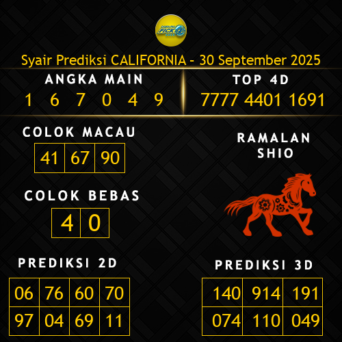 Prediksi California Hari Ini 30-september-2025