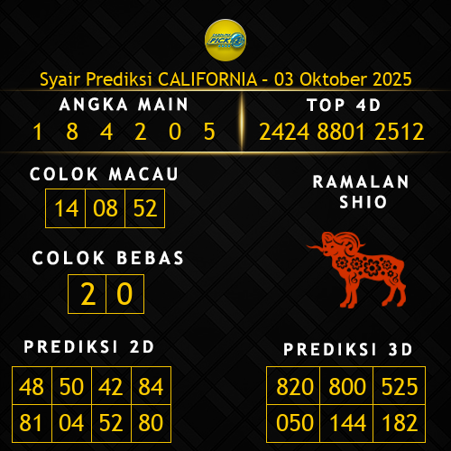 Prediksi California Hari Ini 3-oktober-2025