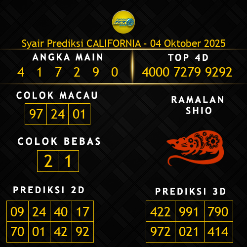 Prediksi California Hari Ini 4-oktober-2025