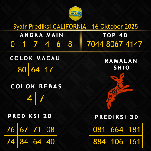 Prediksi California Hari Ini 16-oktober-2025