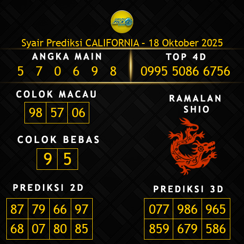 Prediksi California Hari Ini 18-oktober-2025