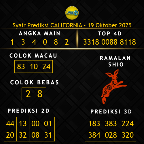 Prediksi California Hari Ini 19-oktober-2025