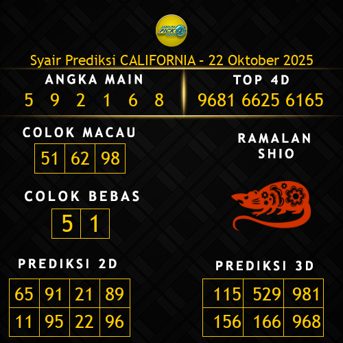 Prediksi California Hari Ini 22-oktober-2025