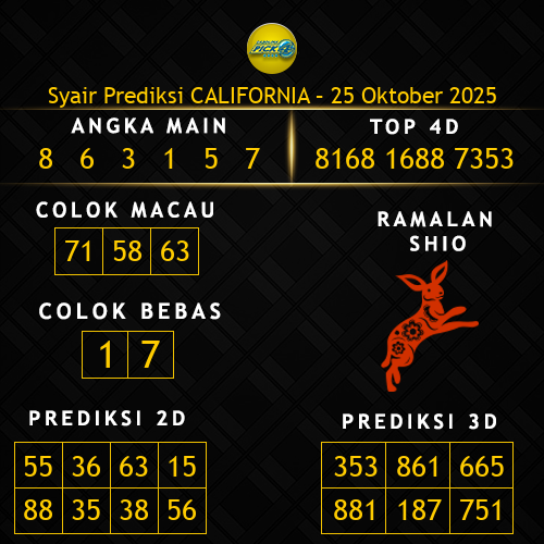 Prediksi California Hari Ini 25-oktober-2025