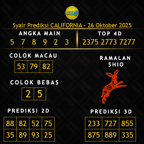 Prediksi California Hari Ini 26-oktober-2025