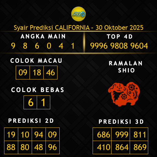 Prediksi California Hari Ini 30-oktober-2025