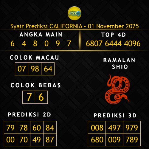 Prediksi California Hari Ini 1-november-2025