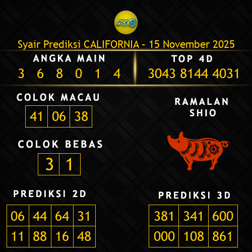 Prediksi California Hari Ini 15-november-2025