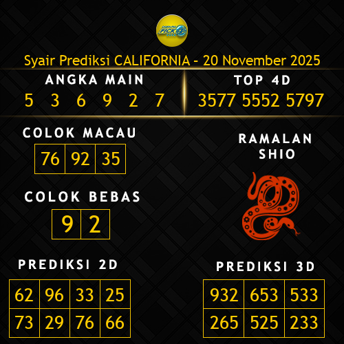 Prediksi California Hari Ini 20-november-2025