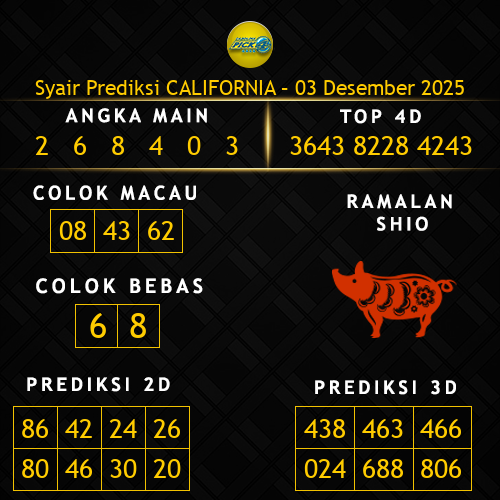 Prediksi California Hari Ini 3-desember-2025