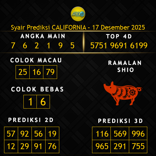 Prediksi California Hari Ini 17-desember-2025