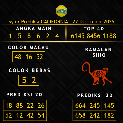 Prediksi California Hari Ini 27-desember-2025