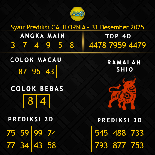 Prediksi California Hari Ini 31-desember-2025