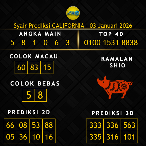 Prediksi California Hari Ini 3-januari-2026