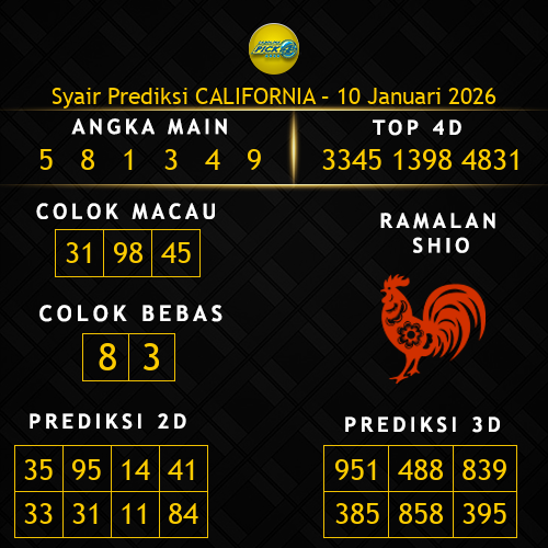Prediksi California Hari Ini 10-januari-2026