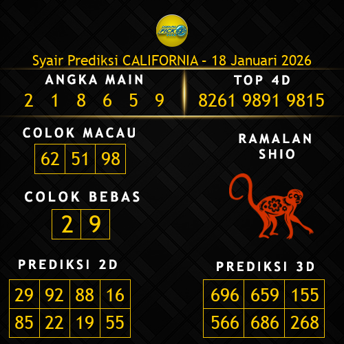 Prediksi California Hari Ini 18-januari-2026