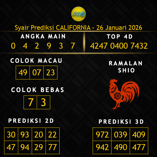 Prediksi California Hari Ini 26-januari-2026