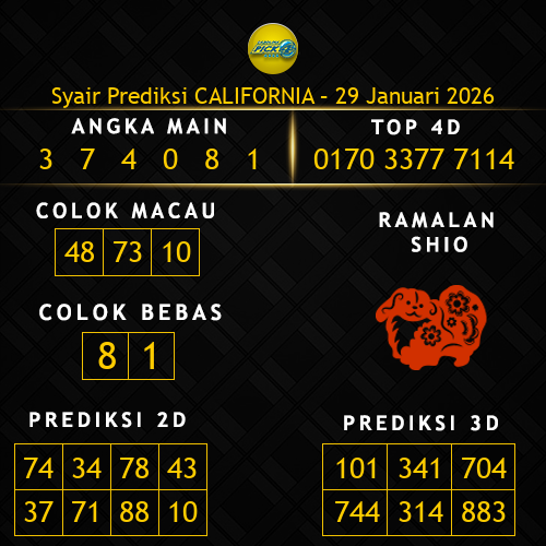 Prediksi California Hari Ini 29-januari-2026