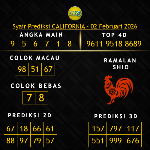 Prediksi California Hari Ini 2-februari-2026