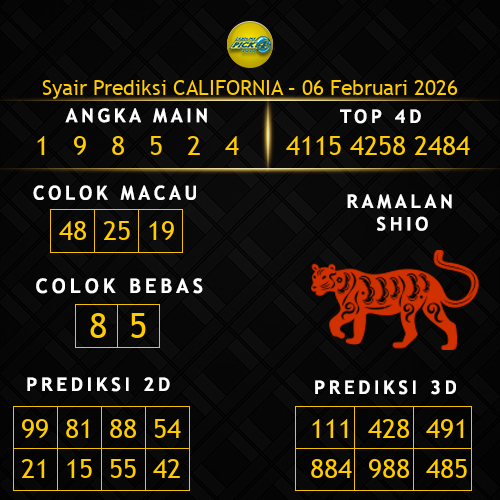 Prediksi California Hari Ini 6-februari-2026