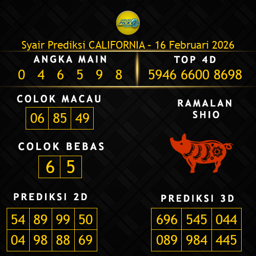Prediksi California Hari Ini 16-februari-2026