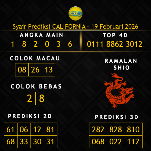 Prediksi California Hari Ini 19-februari-2026