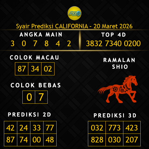 Prediksi California Hari Ini 20-maret-2026