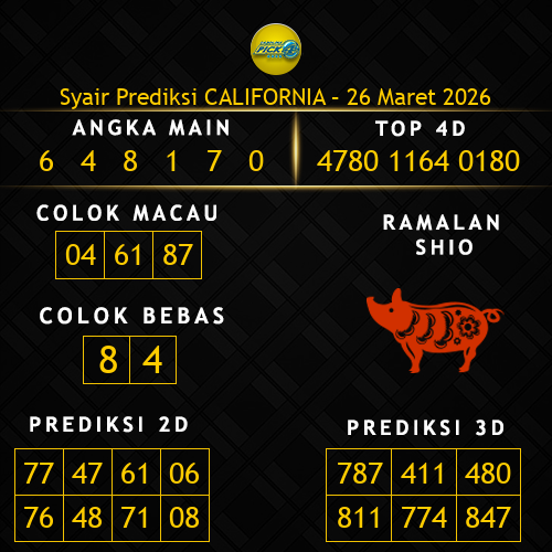 Prediksi California Hari Ini 26-maret-2026