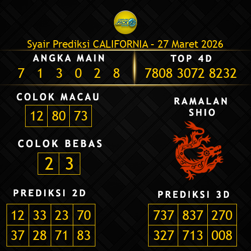 Prediksi California Hari Ini 27-maret-2026