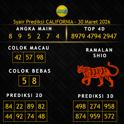 Prediksi California Hari Ini 30-maret-2026