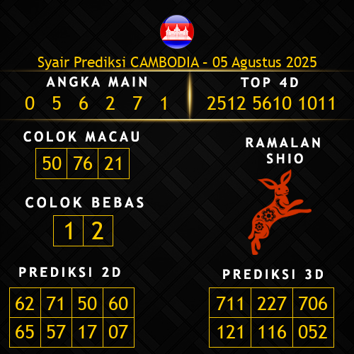 Prediksi Cambodia Hari Ini 5-agustus-2025