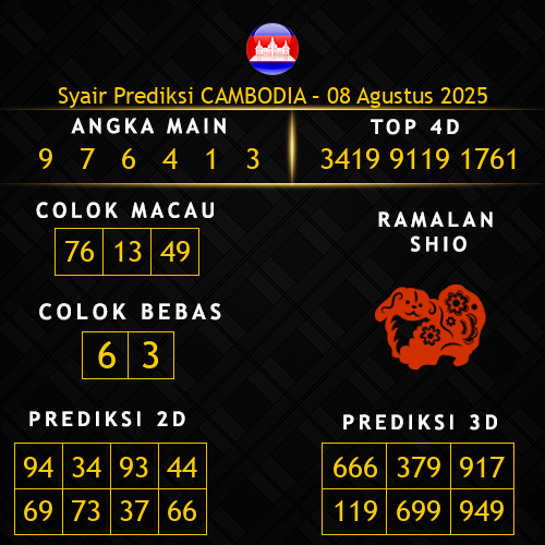 Prediksi Cambodia Hari Ini 8-agustus-2025