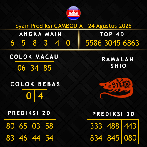 Prediksi Cambodia Hari Ini 24-agustus-2025