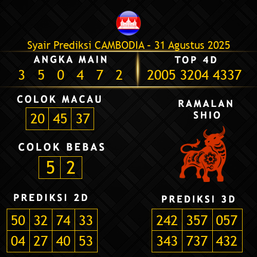Prediksi Cambodia Hari Ini 31-agustus-2025