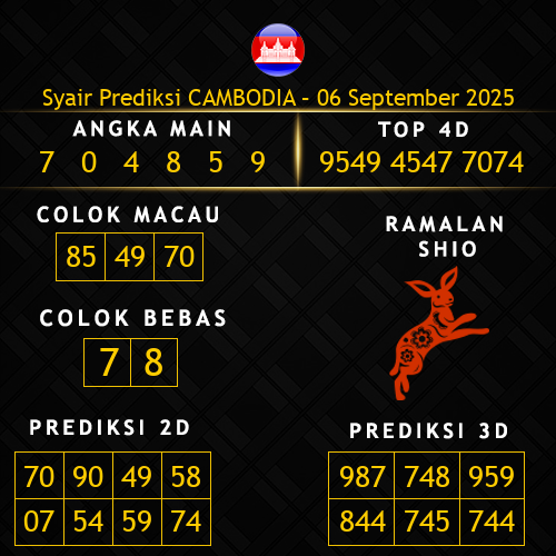 Prediksi Cambodia Hari Ini 6-september-2025