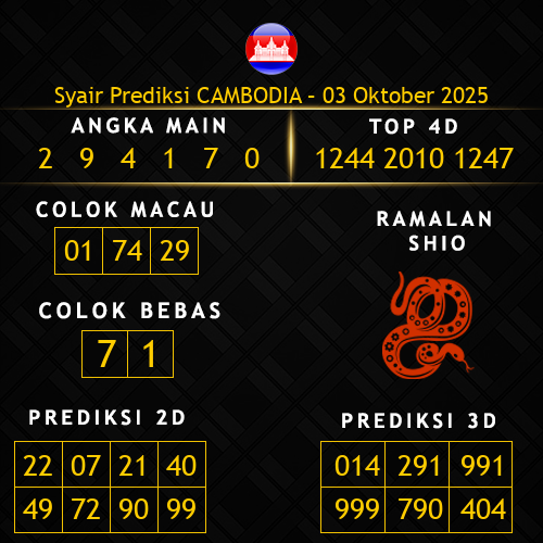 Prediksi Cambodia Hari Ini 3-oktober-2025