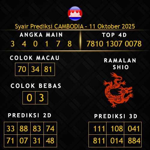 Prediksi Cambodia Hari Ini 11-oktober-2025