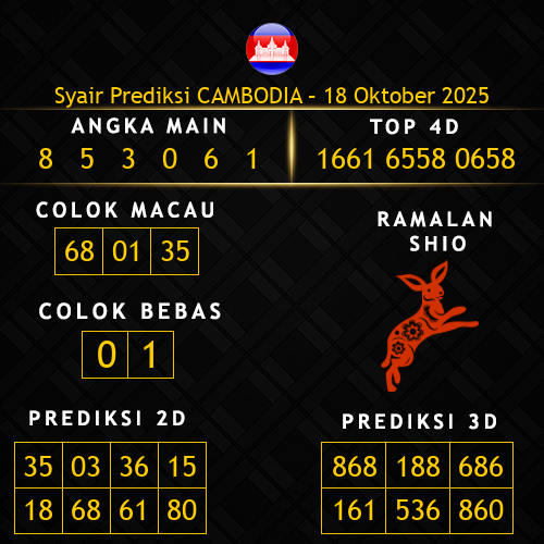 Prediksi Cambodia Hari Ini 18-oktober-2025