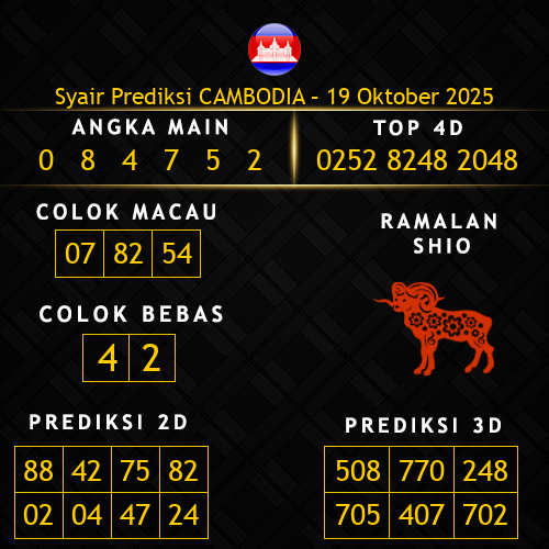 Prediksi Cambodia Hari Ini 19-oktober-2025