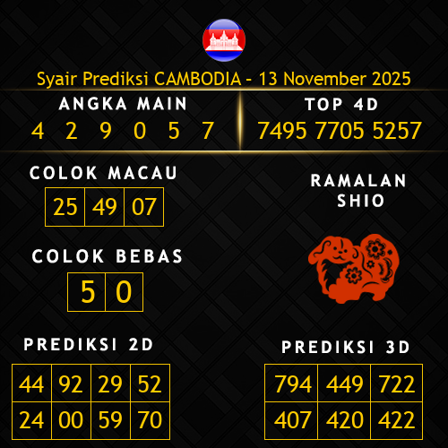Prediksi Cambodia Hari Ini 13-november-2025