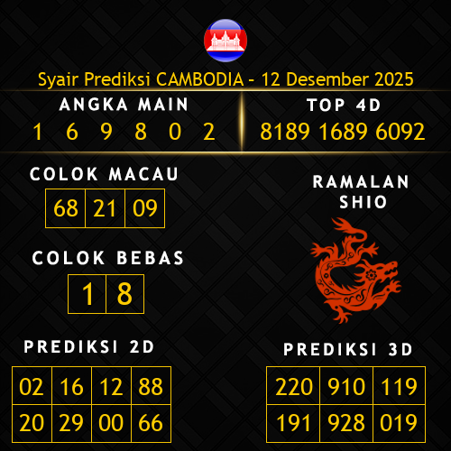 Prediksi Cambodia Hari Ini 12-desember-2025