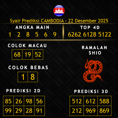 Prediksi Cambodia Hari Ini 22-desember-2025