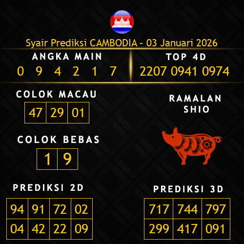 Prediksi Cambodia Hari Ini 3-januari-2026