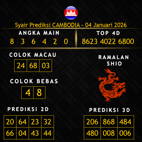 Prediksi Cambodia Hari Ini 4-januari-2026