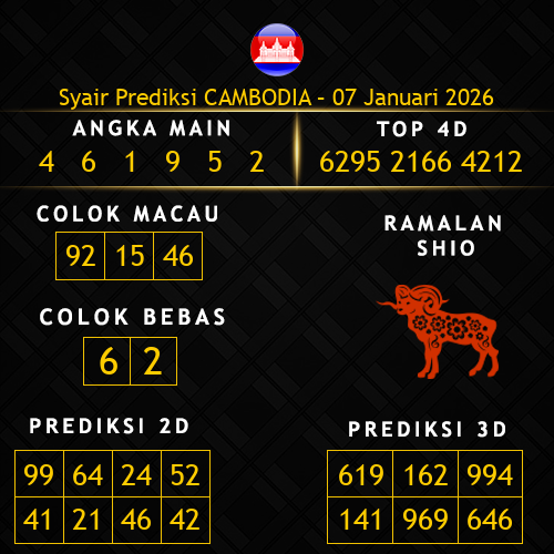 Prediksi Cambodia Hari Ini 7-januari-2026
