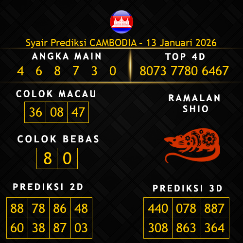 Prediksi Cambodia Hari Ini 13-januari-2026