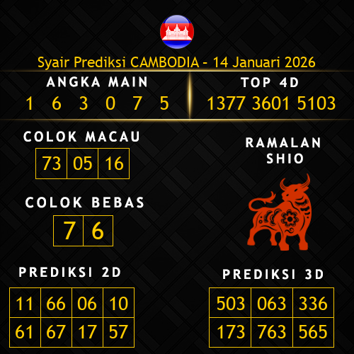 Prediksi Cambodia Hari Ini 14-januari-2026