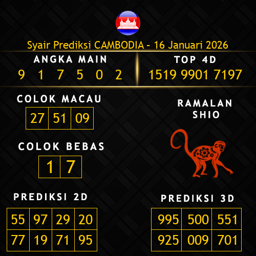 Prediksi Cambodia Hari Ini 16-januari-2026