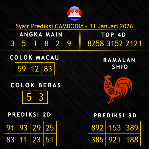 Prediksi Cambodia Hari Ini 31-januari-2026